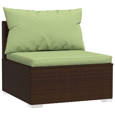 vidaXL Salon de jardin 4 pcs avec coussins Marron Résine tressée