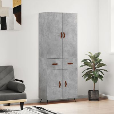 vidaXL Buffet haut Gris béton 69,5x34x180 cm Bois d'ingénierie