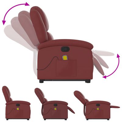 vidaXL Fauteuil inclinable de massage Rouge bordeaux Similicuir