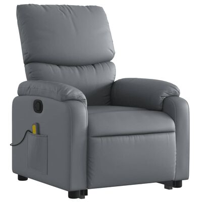 vidaXL Fauteuil inclinable de massage Gris Similicuir