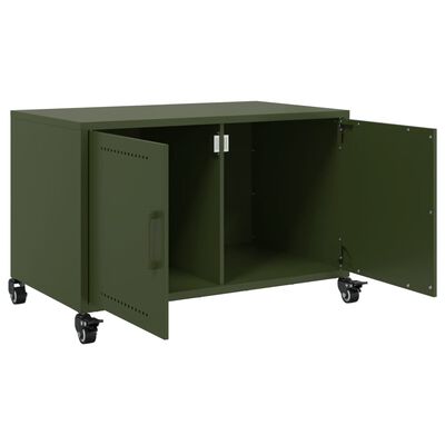 vidaXL Meuble TV vert olive 68x39x43,5 cm acier