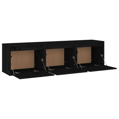 vidaXL Meubles TV 3 pcs Noir Bois massif de pin