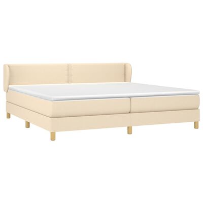 vidaXL Sommier à lattes de lit avec matelas Crème 200x200 cm Tissu