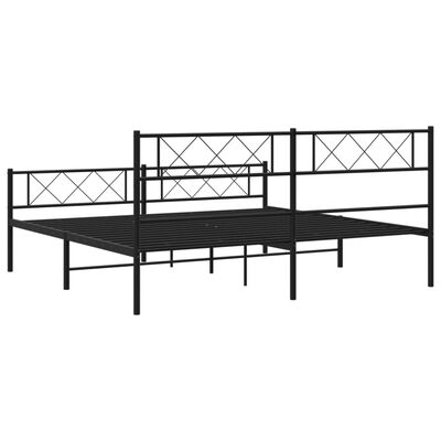 vidaXL Cadre de lit métal sans matelas avec pied de lit noir 200x200cm