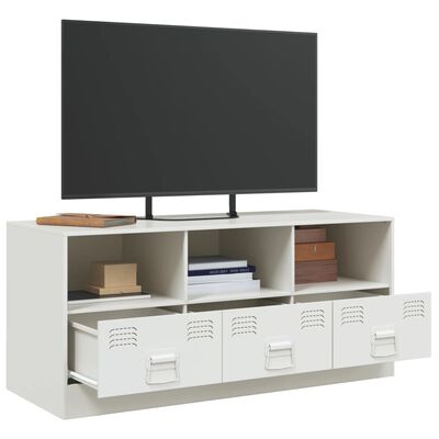 vidaXL Meuble TV blanc 99x39x44 cm acier