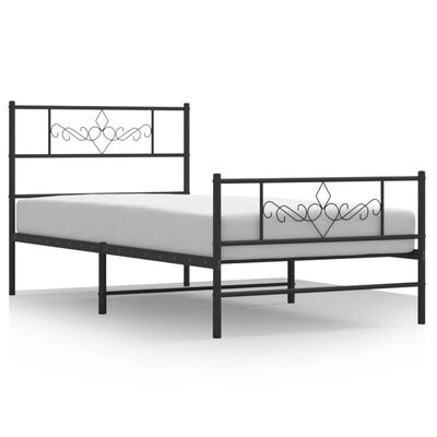 vidaXL Cadre de lit métal sans matelas et pied de lit noir 100x200 cm