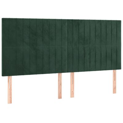 vidaXL Tête de lit à LED Vert foncé 180x5x118/128 cm Velours