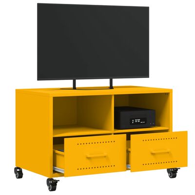 vidaXL Meuble TV jaune moutarde 68x39x43,5 cm acier