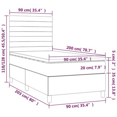 vidaXL Sommier à lattes de lit avec matelas Crème 90x200 cm Tissu