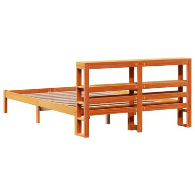 vidaXL Cadre de lit et tête de lit sans matelas cire marron 140x190 cm