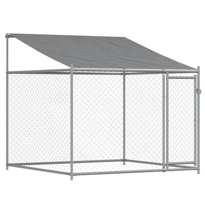 vidaXL Cage pour chien avec toit et porte gris 12x2x2m acier galvanisé