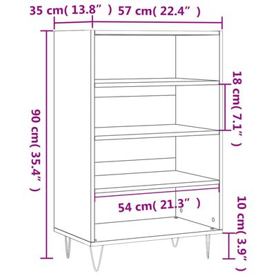 vidaXL Buffet haut sonoma gris 57x35x90 cm bois d'ingénierie