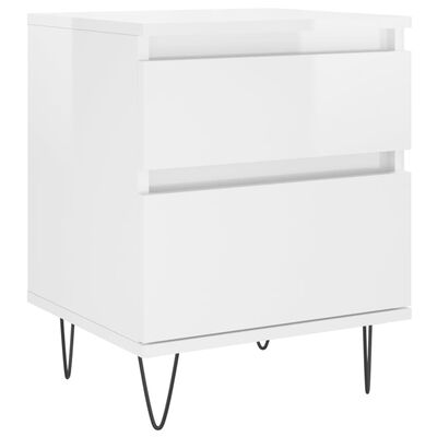 vidaXL Tables de chevet 2 pcs blanc brillant 40x35x50 cm