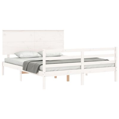 vidaXL Cadre de lit sans matelas blanc bois de pin massif