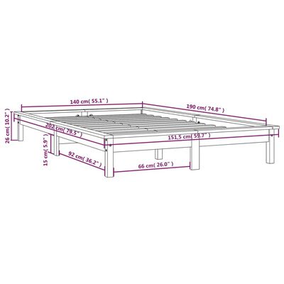 vidaXL Cadre de lit sans matelas noir 140x190 cm bois de pin massif