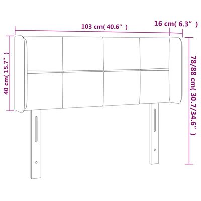 vidaXL Tête de lit avec oreilles Gris clair 103x16x78/88 cm Velours