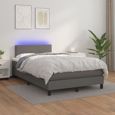 vidaXL Sommier à lattes de lit avec matelas et LED Gris 120x200 cm