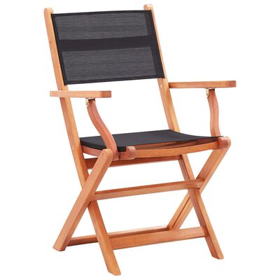 vidaXL Chaises pliables de jardin lot de 2 Noir Eucalyptus textilène