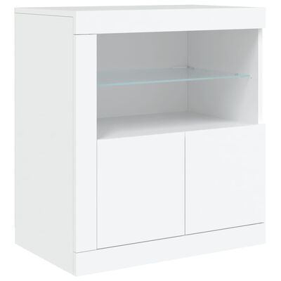 vidaXL Buffet avec lumières LED blanc 202x37x67 cm