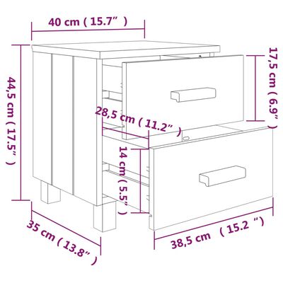 vidaXL Table de chevet HAMAR Marron miel 40x35x44,5 cm Bois de pin