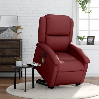 vidaXL Fauteuil inclinable de massage Rouge bordeaux Similicuir