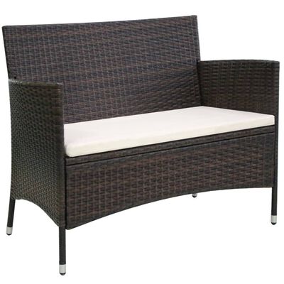 vidaXL Banc de jardin 106 cm Résine tressée Marron