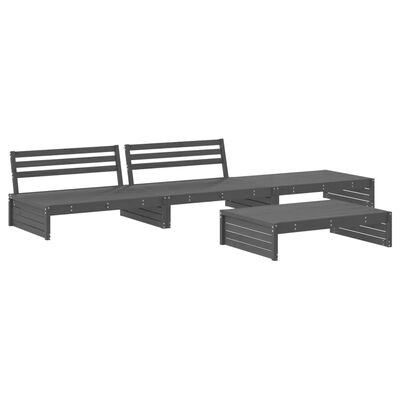 vidaXL Salon de jardin 4 pcs avec coussins gris bois massif