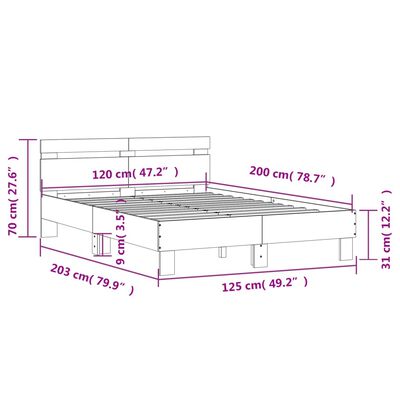 vidaXL Cadre de lit sans matelas chêne fumé 120x200 cm