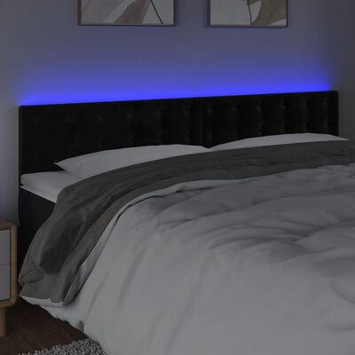 vidaXL Tête de lit à LED Noir 180x5x78/88 cm Velours