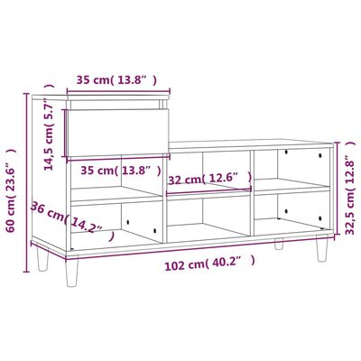 vidaXL Armoire à chaussures Chêne sonoma 102x36x60cm Bois d'ingénierie