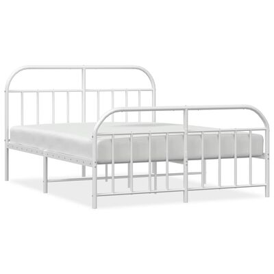 vidaXL Cadre de lit métal sans matelas et pied de lit blanc 150x200 cm