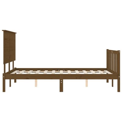 vidaXL Cadre de lit avec tête de lit marron miel 200x200cm bois massif