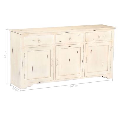 vidaXL Buffet Blanc 160x40x80 cm Bois de manguier massif