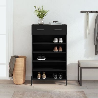 vidaXL Armoire à chaussures noir 60x35x105 cm bois d'ingénierie