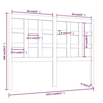 vidaXL Tête de lit Blanc 125,5x4x100 cm Bois massif de pin