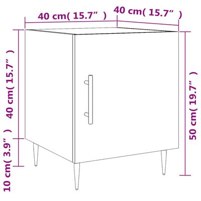 vidaXL Table de chevet chêne marron 40x40x50 cm bois d’ingénierie