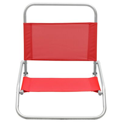 vidaXL Chaises de plage pliables 2 pcs Rouge Tissu