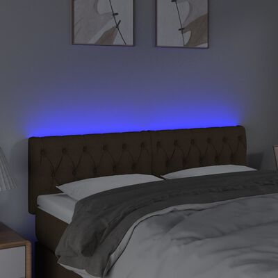 vidaXL Tête de lit à LED Marron foncé 160x7x78/88 cm Tissu