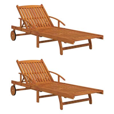 vidaXL Chaises longues lot de 2 Bois d'acacia solide