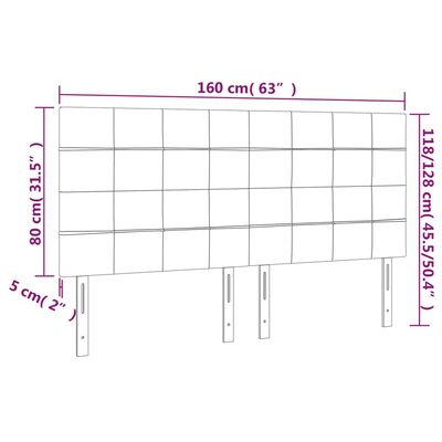 vidaXL Tête de lit à LED Bleu foncé 160x5x118/128 cm Velours