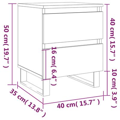 vidaXL Table de chevet chêne fumé 40x35x50 cm bois d’ingénierie