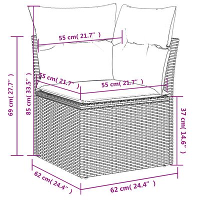 vidaXL Salon de jardin 5 pcs avec coussins noir résine tressée