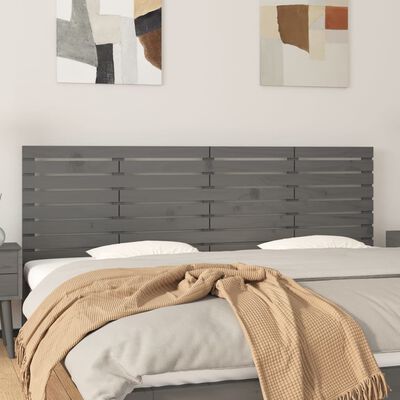 vidaXL Tête de lit murale Gris 206x3x63 cm Bois massif de pin