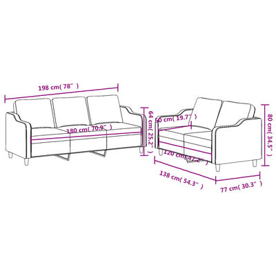 vidaXL Ensemble de canapés 2 pcs avec coussins Taupe Tissu