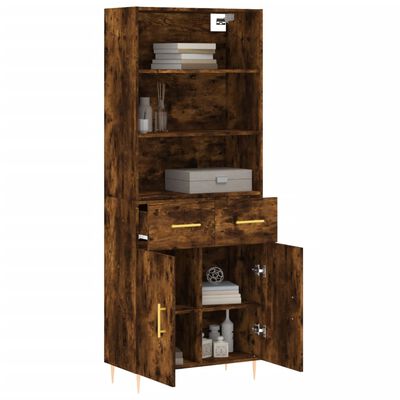 vidaXL Buffet haut Chêne fumé 69,5x34x180 cm Bois d'ingénierie