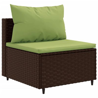 vidaXL Salon de jardin 10 pcs avec coussins marron résine tressée