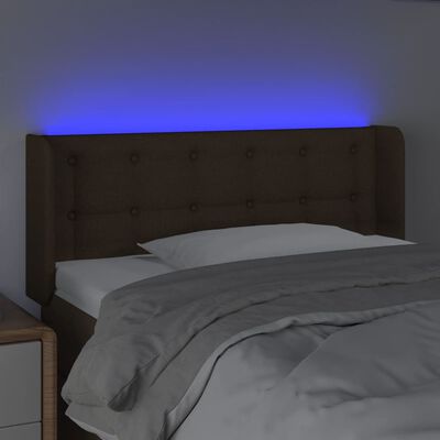 vidaXL Tête de lit à LED Marron foncé 93x16x78/88 cm Tissu