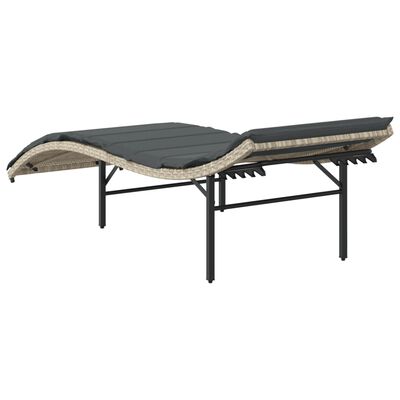 vidaXL Chaise longue et coussin gris clair 55x199x50 cm résine tressée