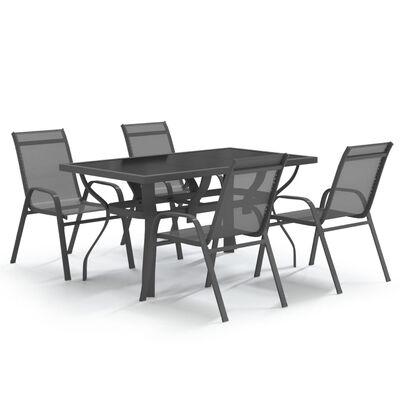 vidaXL Ensemble à manger de jardin 5 pcs Gris et noir