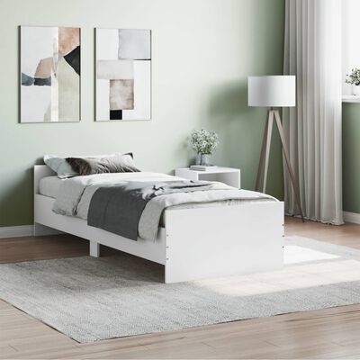 vidaXL Cadre de lit sans matelas blanc 75x190 cm bois d'ingénierie